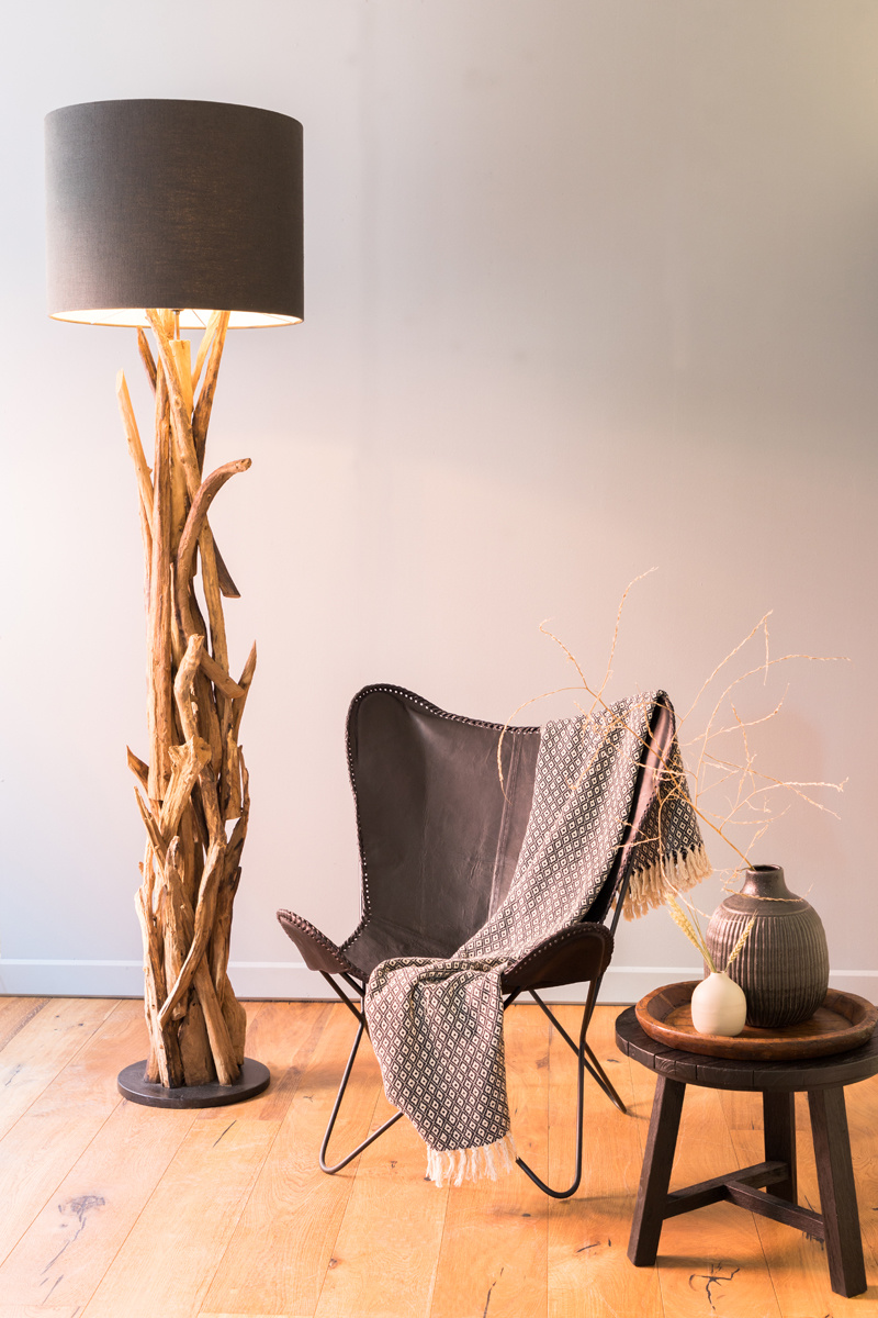 Light & Living - Vloerlamp VIDIN  - 35x35x182cm - Bruin