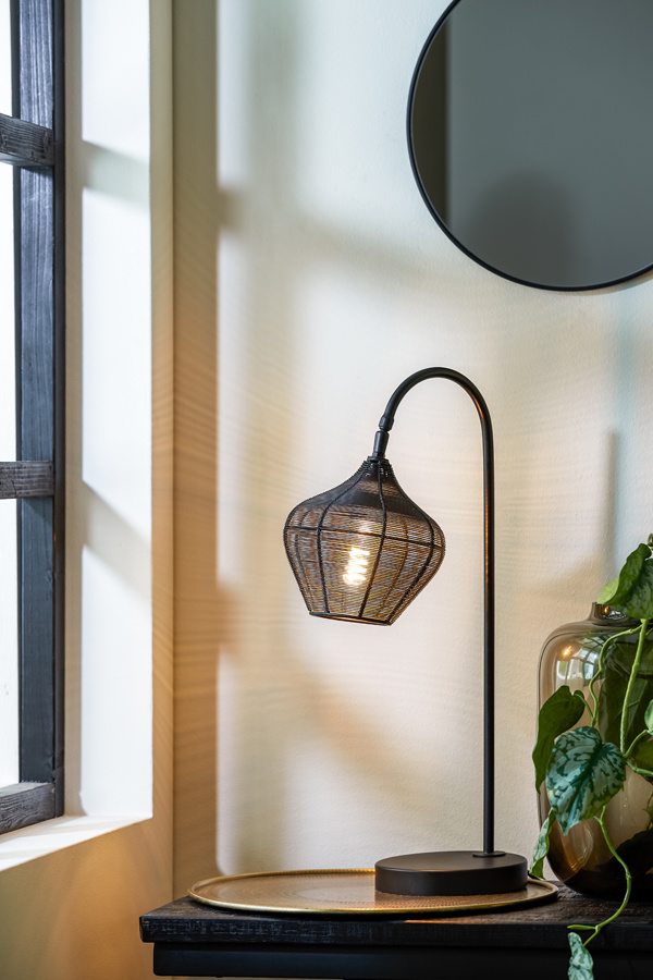 Light & Living - Tafellamp ALVARO - 27x20x61cm - Zwart