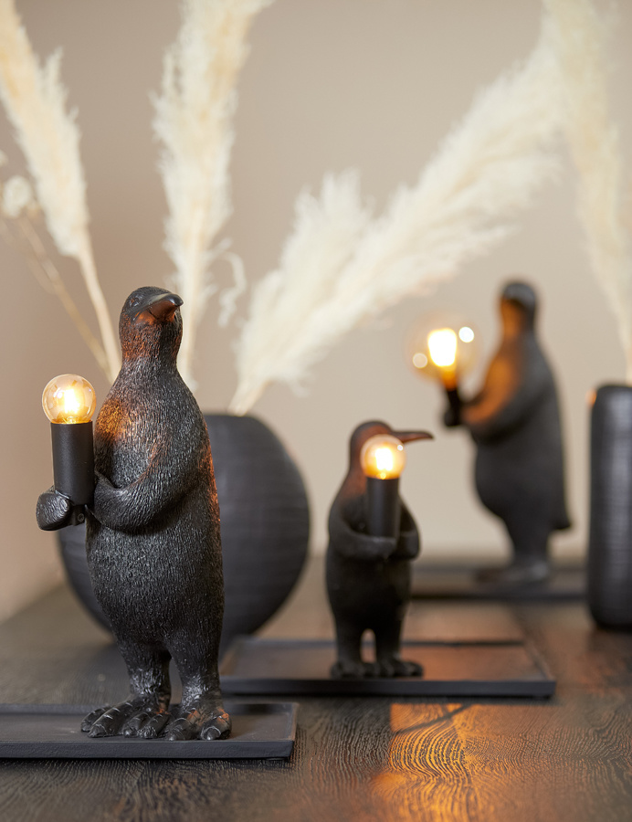 Light & Living - Tafellamp PENGUIN - Ø12x24cm - Zwart