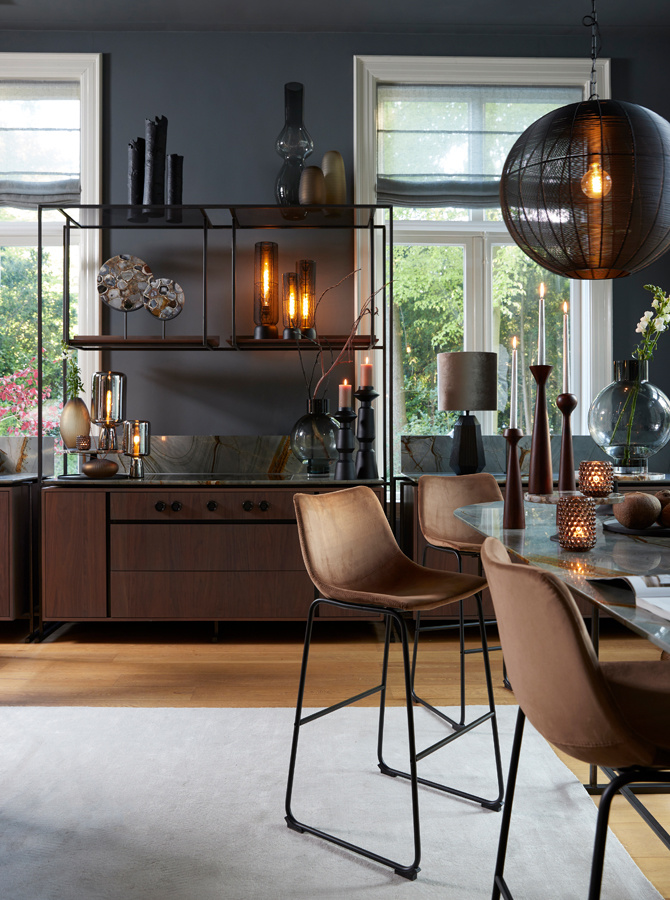 Light & Living - Tafellamp LEZUZA  - 15.5x15.5x60.5cm - Zwart