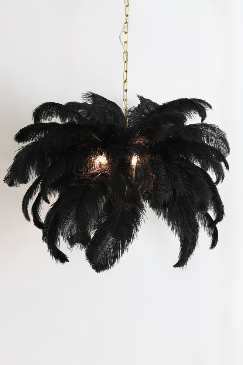 Light & Living - Hanglamp Feather - 80x80x80 - Zwart
