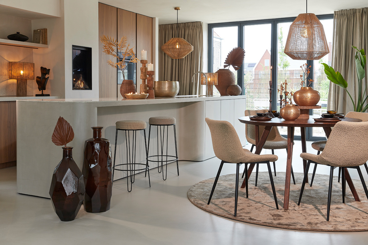 Light & Living - Hanglamp MALVA - Ø60x60cm - Bruin