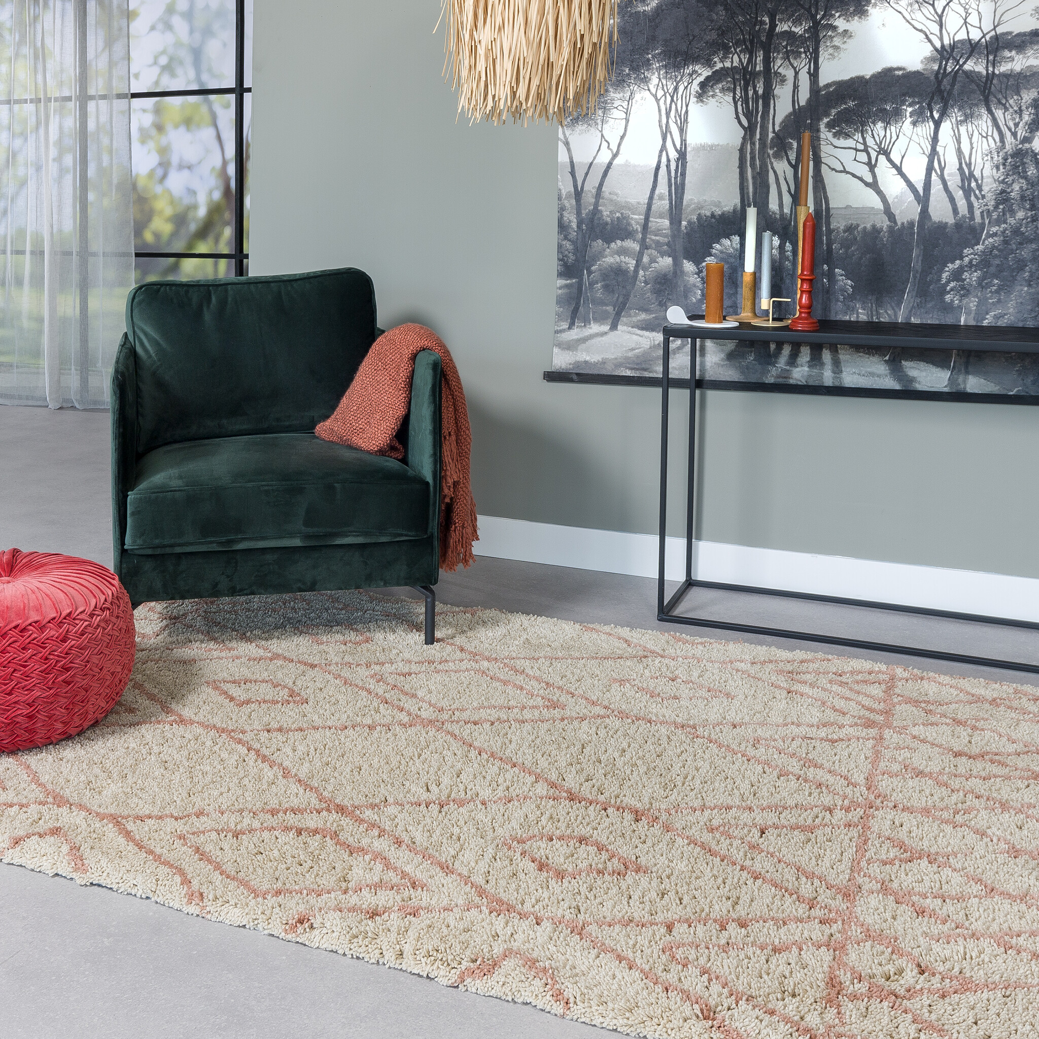Hoyz Collection - Vloerkleed C712 Naturel/roze - 200x300x3