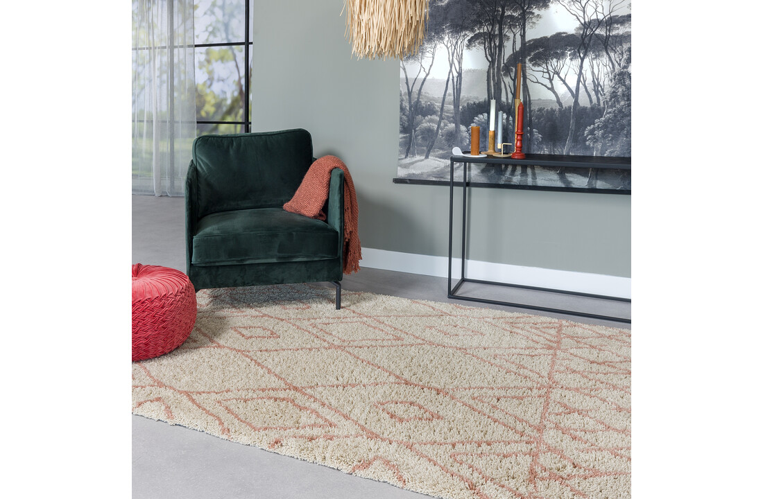 Hoyz Collection - Vloerkleed C712 Naturel/roze - 160x230x3