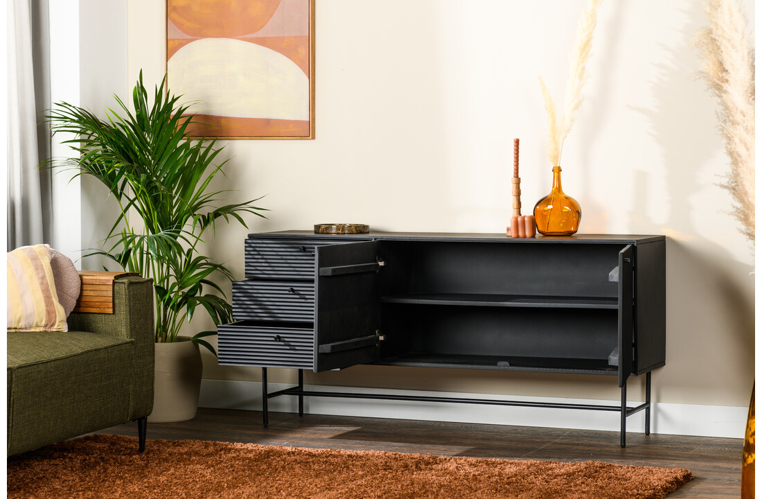 Hoyz Collection - Dressoir B340 Zwart - 160x40x76