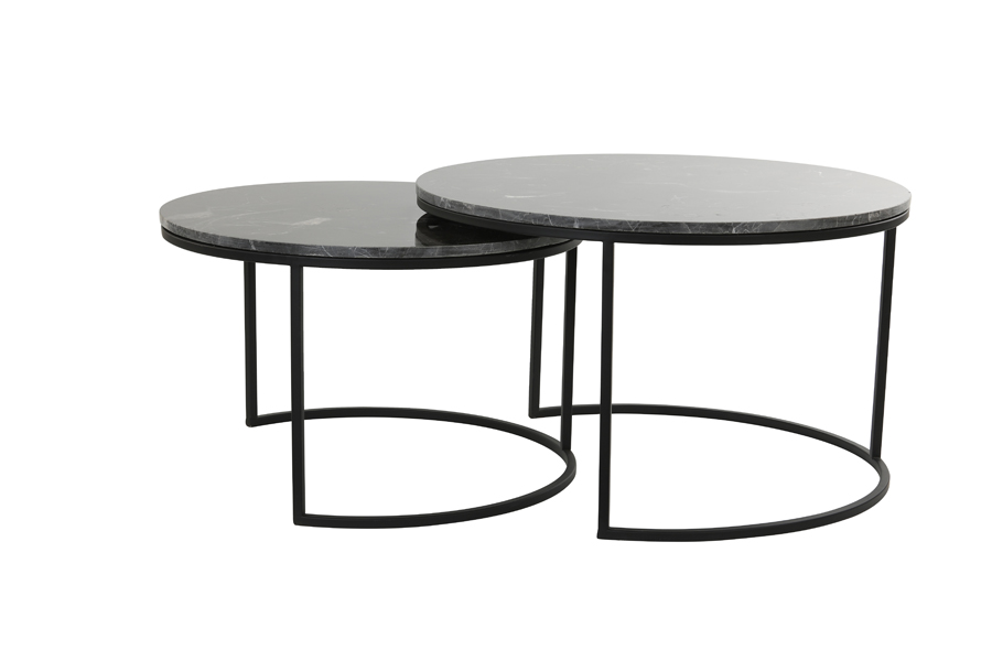 Light & Living - Salontafel ALFIO Set van 2 - 75x75x45.5cm - Zwart