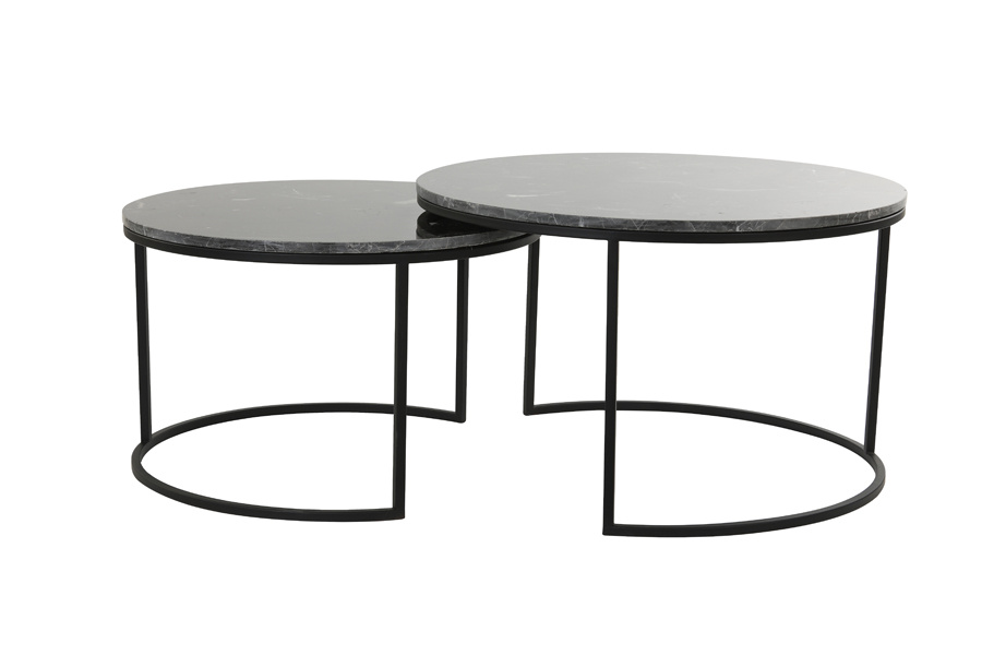 Light & Living - Salontafel ALFIO Set van 2 - 75x75x45.5cm - Zwart