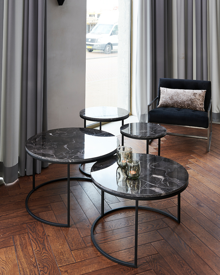 Light & Living - Salontafel ALFIO Set van 2 - 75x75x45.5cm - Zwart