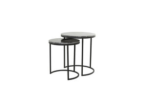 Light & Living - Bijzettafel - Alfio - 49x49x53.5cm | Steen - Zwart - Set van 2