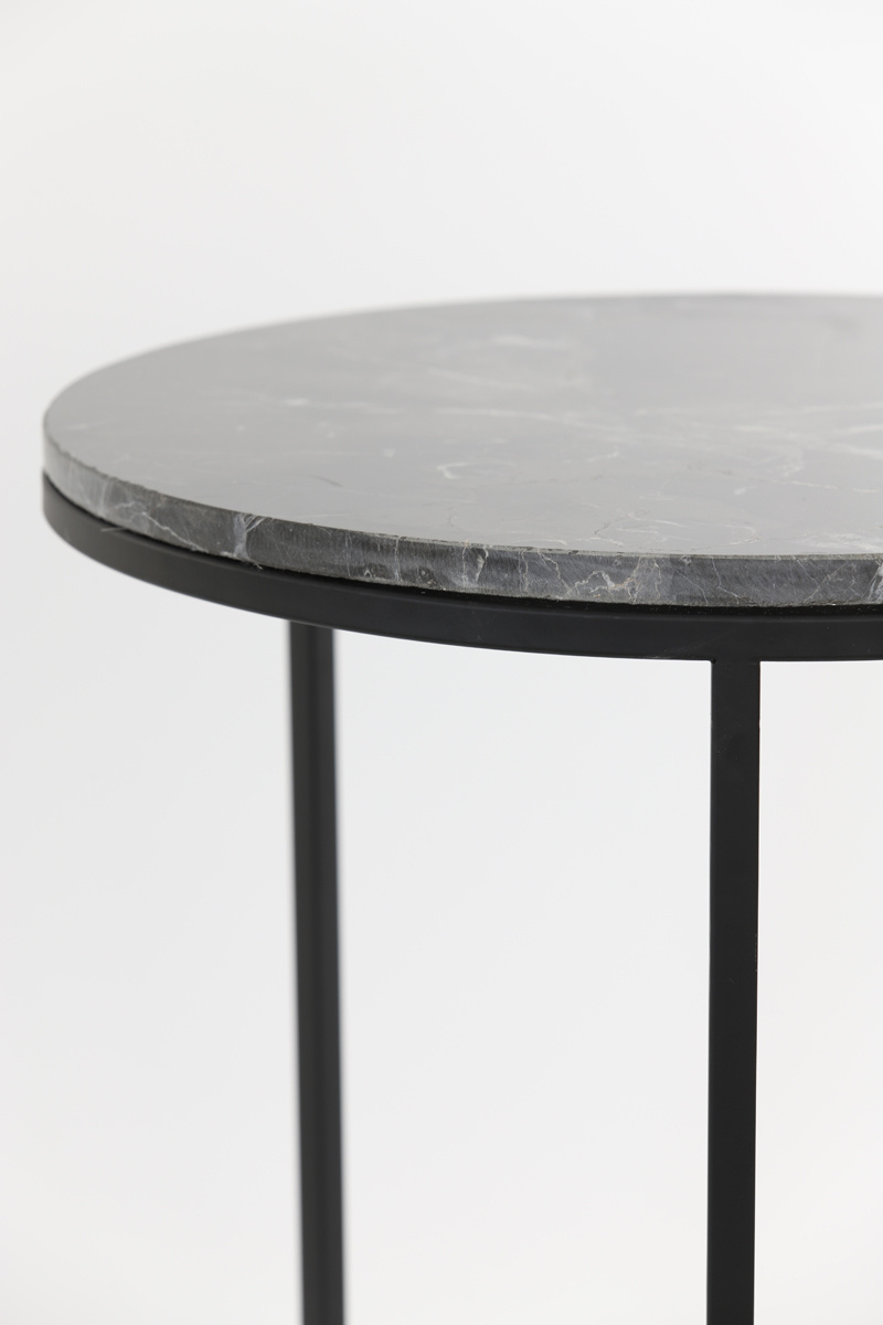 Light & Living - Bijzettafel - Alfio - 49x49x53.5cm | Steen - Zwart - Set van 2