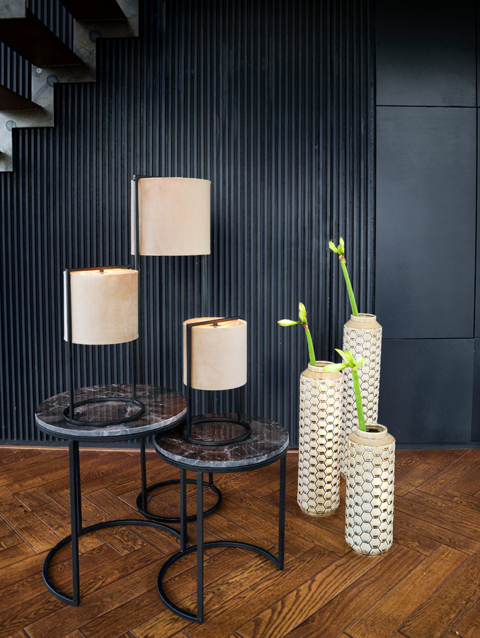 Light & Living - Bijzettafel - Alfio - 49x49x53.5cm | Steen - Zwart - Set van 2
