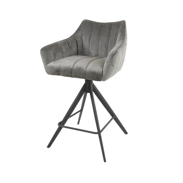 Hoyz Collection - Barstoel Cinema Draaibaar - Antraciet Velours - 2 Stuks