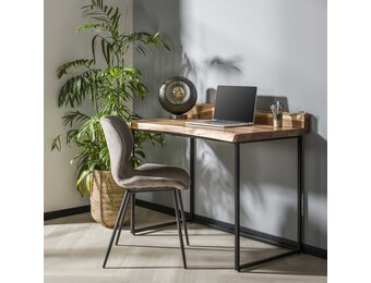 Hoyz - Bureau Live Edge - 110x60x76 - Hout - Metaal Onderstel - Bruin