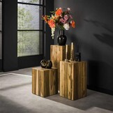 Hoyz Collection - Bloemenzuil Bole 65 Cm - Massief Gerecycled Teakhout