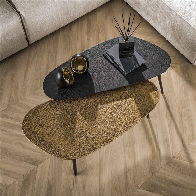 Hoyz - Salontafel Metallic Niervormig -  Grijs - Set van 2