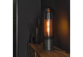 Hoyz - Tafellamp Smoke - Glas-geperforeerd Staal - Artic zwart