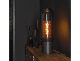 Hoyz - Tafellamp Smoke - Glas-geperforeerd Staal - Artic zwart