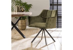 Hoyz - Velvet Armstoel - Groen - Draaibaar - 2 Stuks