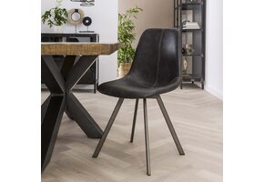 Hoyz - Stoel Zig-Zag patroon - Zwart - PU Leder - 4 Stuks