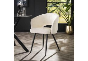 Hoyz - Armstoel Salon - Boucle - Wit - Set van 2