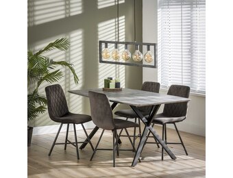 Hoyz Collection - Eetkamertafel blad ovaal - Eettafel betonlook - Vintage staal - Grijs - 160x90cm