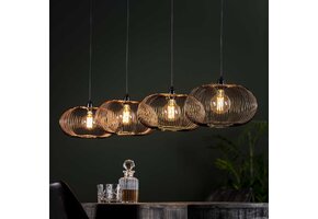 Hoyz - Hanglamp met 4 lampen - Koper kleurig - 150cm in hoogte verstelbaar - Disk vorm Ø35 - Industriële Hanglamp voor woonkamer of eetkamer