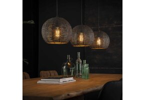Hoyz - Hanglamp - 3x Ø26 Half Ronde Metalen Hanglampen - Armor - Burned Finish