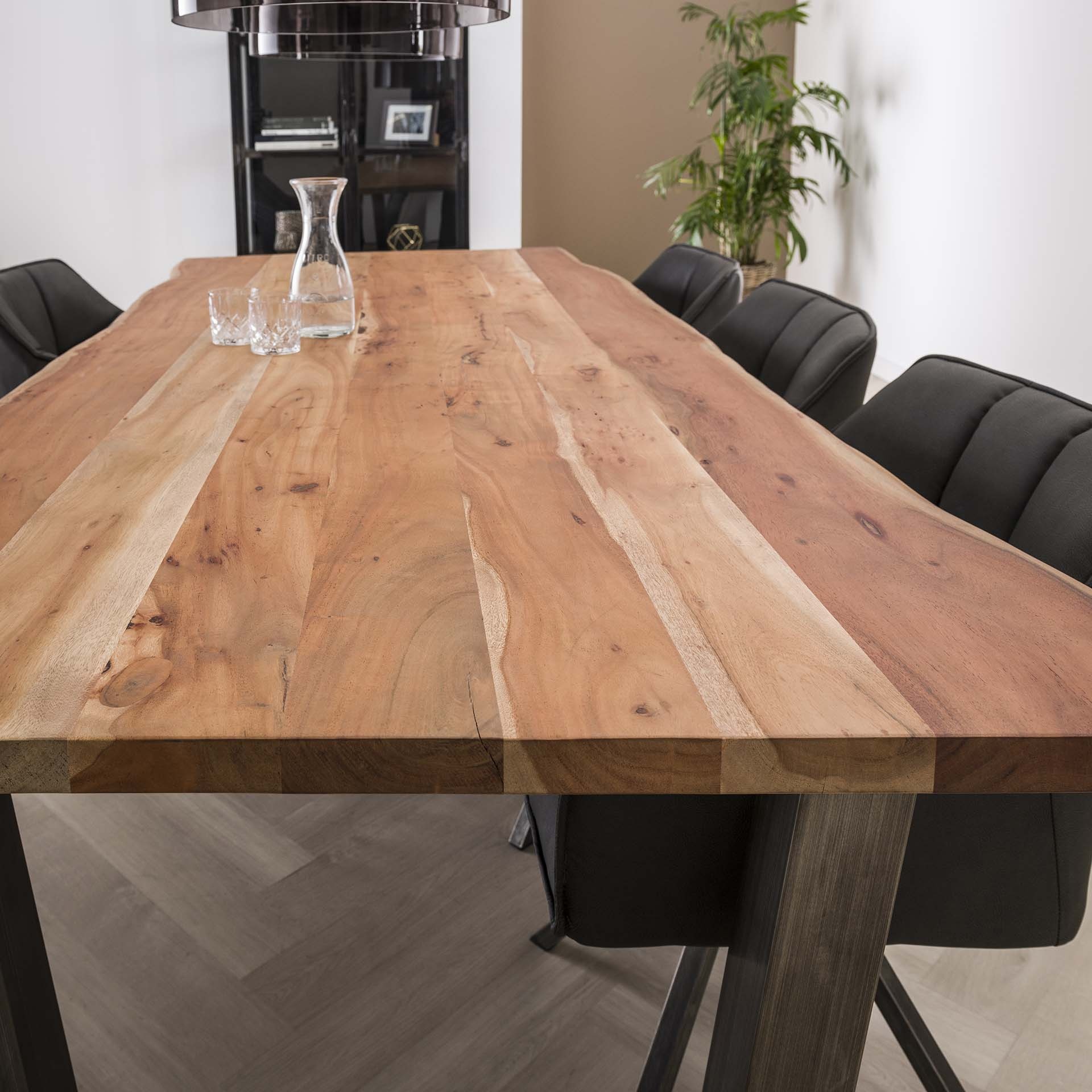 D - Hoyz - Eetkamertafel - Stam - Zwart RVS Onderstel - 240x100x77