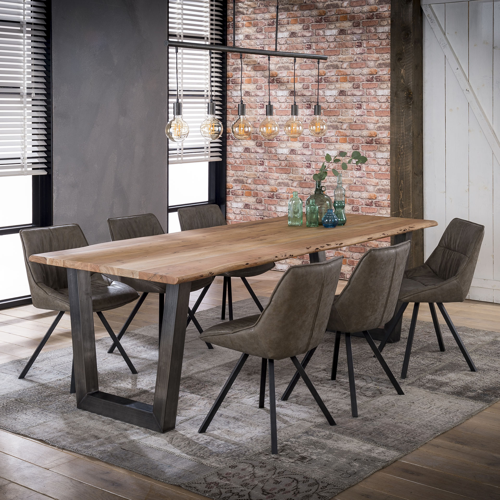 D - Hoyz - Eetkamertafel - Stam - Zwart RVS Onderstel - 240x100x77