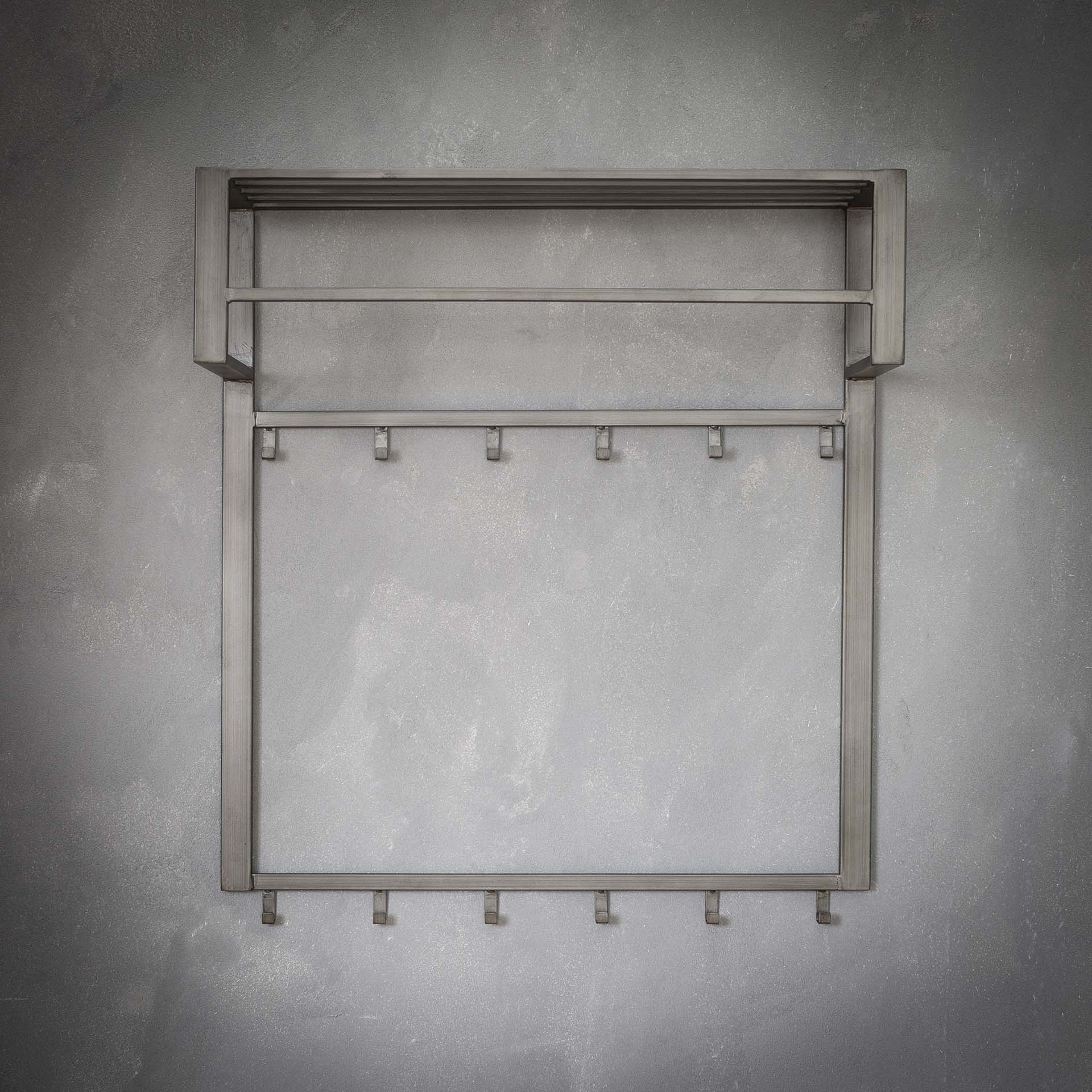 Hoyz - Kapstok Industrieel met 12 haken - Grijs - Wandkapstok - 80cm Breed - Snelle Montage