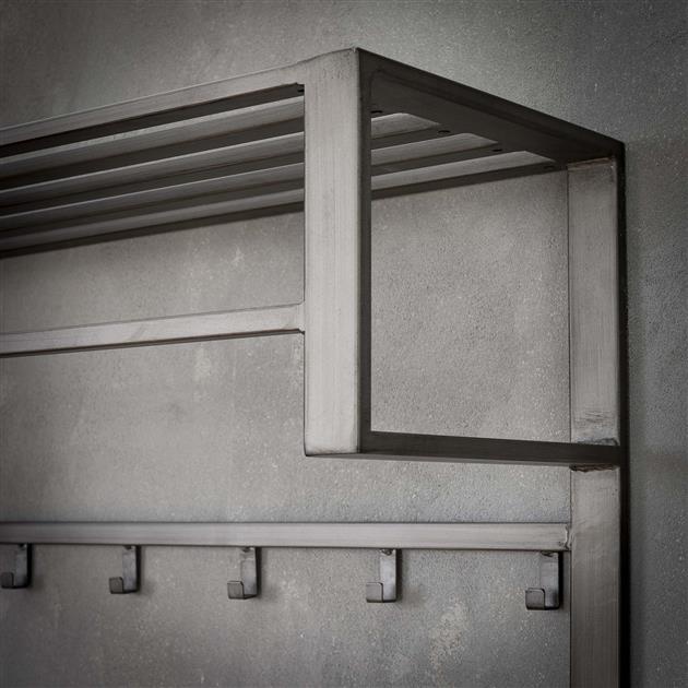 Hoyz - Kapstok Industrieel met 12 haken - Grijs - Wandkapstok - 80cm Breed - Snelle Montage