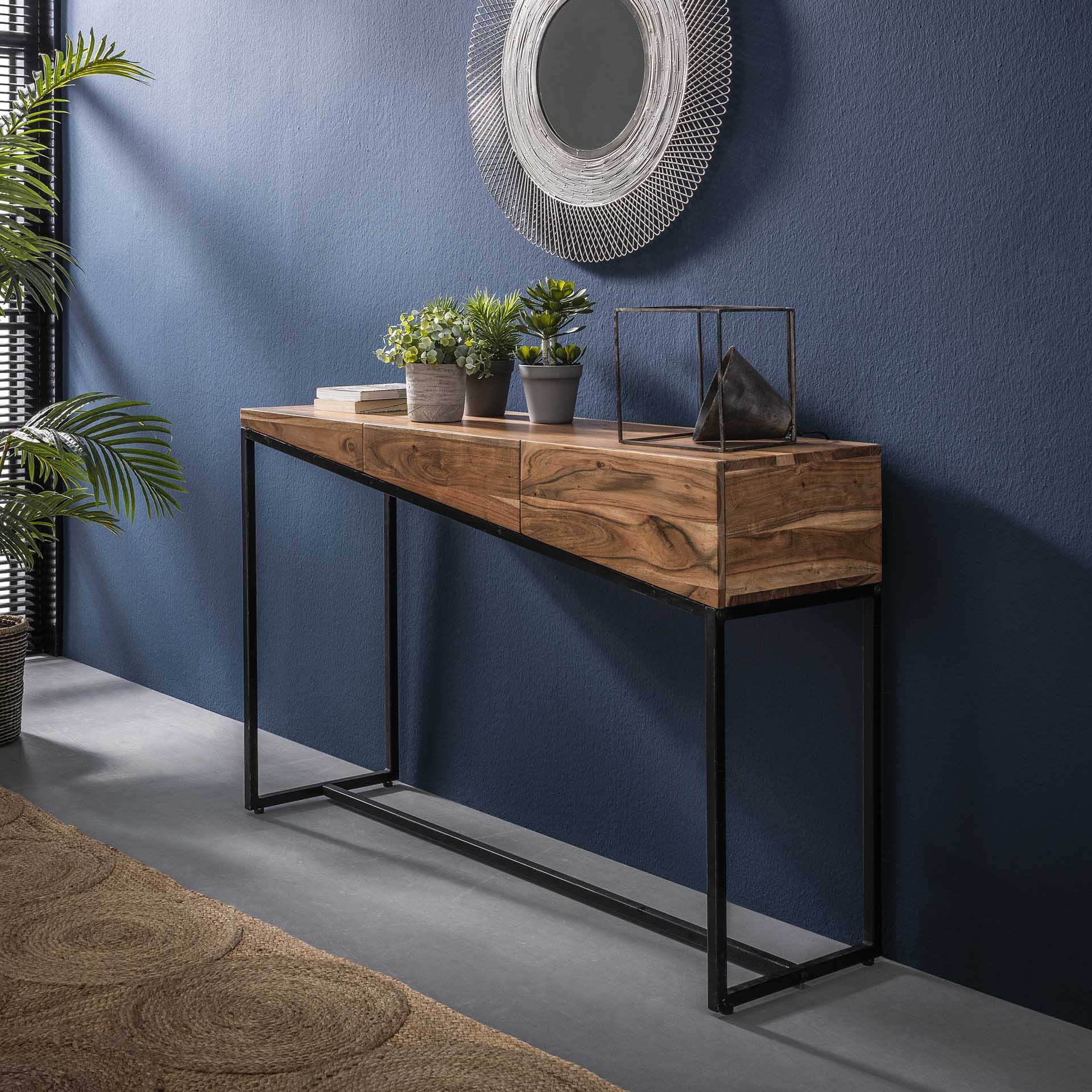 D - Kaptafel Slice - 2 Laden - Bruin - Metaal - 120x35x77