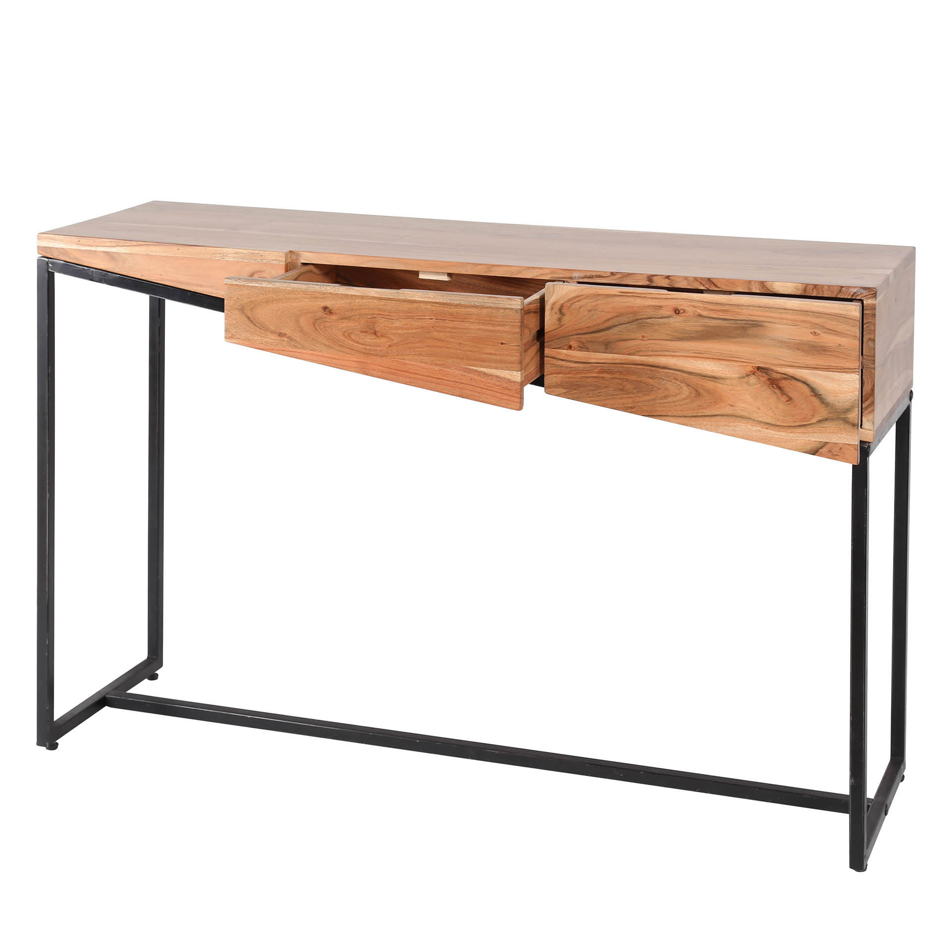D - Kaptafel Slice - 2 Laden - Bruin - Metaal - 120x35x77