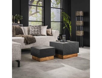 Hoyz Collection - Salontafel Blox Slate - Leisteen -  Set van 2