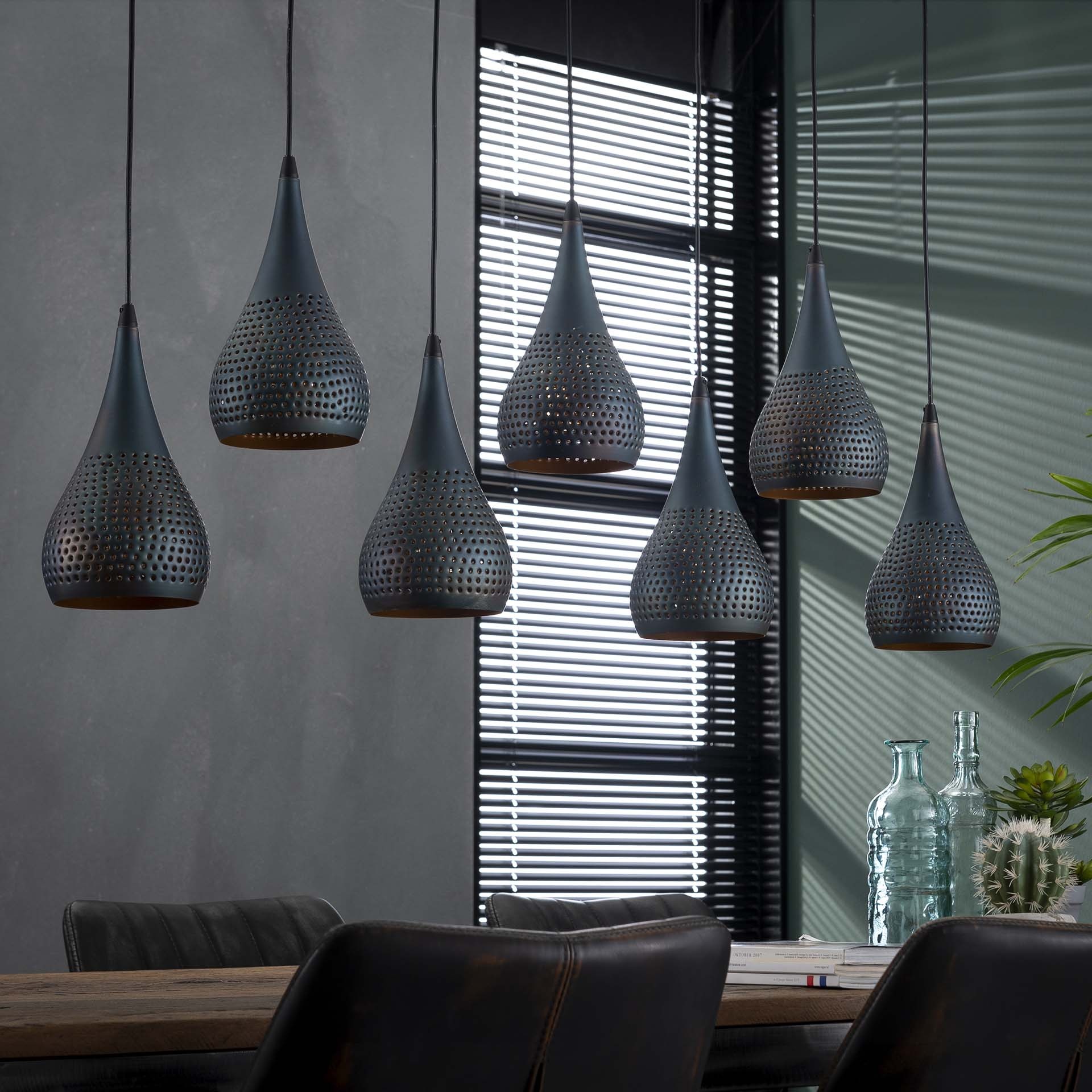 D - Hoyz - Hanglamp - 7xØ15 Druppelvormige Metalen Hanglampen - Transpart