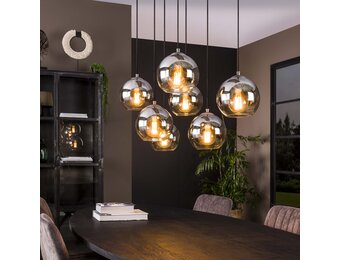 Hoyz - Hanglamp Bubble Shaded - 7 Lampen - Industrieel - Grijs/Zwart