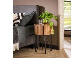 Hoyz - Nachtkastje 1L tweak rond / Massief mango zandkleur