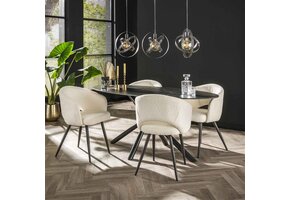 Hoyz - Eetkamertafel 180cm - Ovaal - Keramiek Zwart - 4 Personen