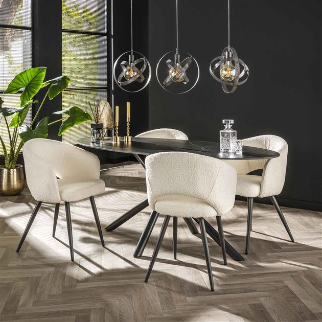 Hoyz - Eetkamertafel 180cm - Ovaal - Natural Black - 4 Personen