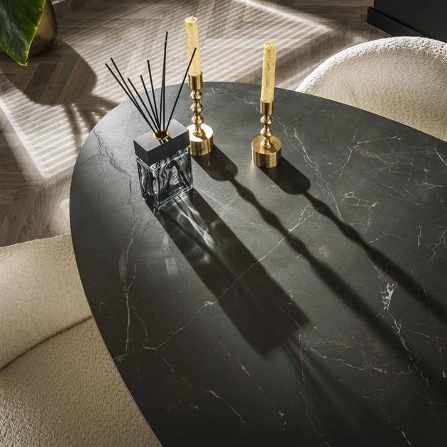 Hoyz - Eetkamertafel 180cm - Ovaal - Natural Black - 4 Personen