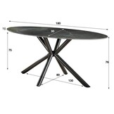 Hoyz - Eetkamertafel 180cm - Ovaal - Keramiek Zwart - 4 Personen