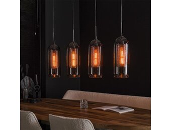 Hoyz - Hanglamp 4L Smoke - Glas-geperforeerd staal - Artic zwart