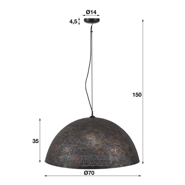 Hoyz - Hanglamp - Ø70 Half Ronde Metalen Hanglamp - Transparant