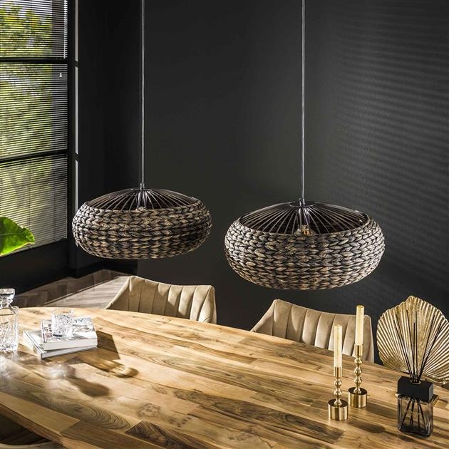 Hoyz Collection - Hanglamp 2x Disk Waterhyacint - Zwart Nikkel
