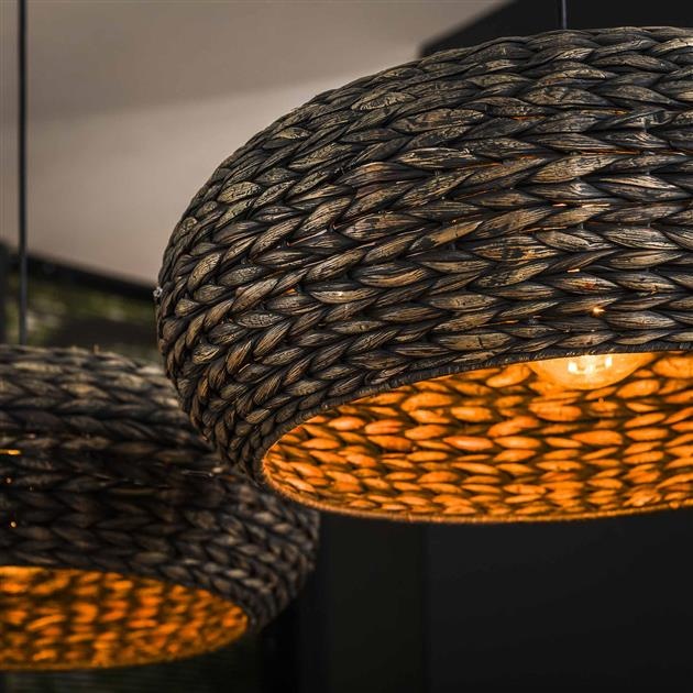 Hoyz Collection - Hanglamp 2x Disk Waterhyacint - Zwart Nikkel