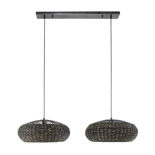 Hoyz Collection - Hanglamp 2x Disk Waterhyacint - Zwart Nikkel