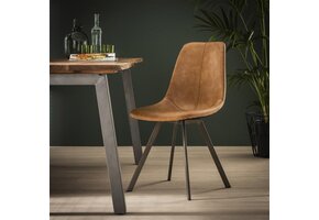 Hoyz - Stoel zig-zag patroon - Bruin - PU leder - 4 stuks