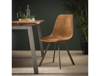 Hoyz - Stoel zig-zag patroon - Bruin - PU leder - 4 stuks