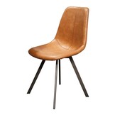 Hoyz - Stoel zig-zag patroon - Bruin - PU leder - 4 stuks