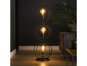 Hoyz - Industrieel Vloerlamp - 3 Lampen - Turn around - Zwart